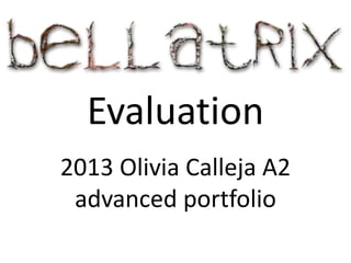 Evaluation
2013 Olivia Calleja A2
 advanced portfolio
 