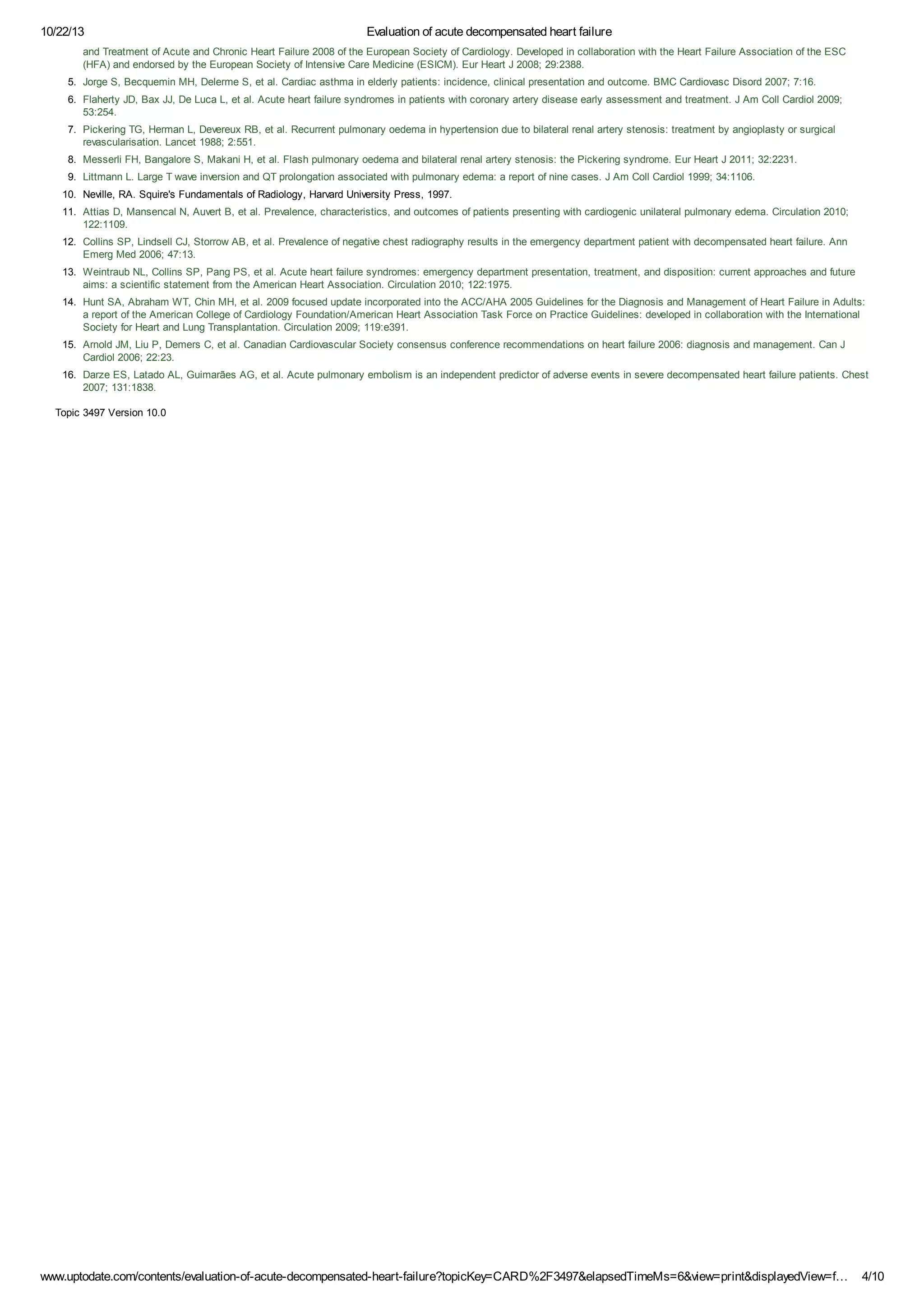 Evaluation of acute decompensated heart failure | PDF