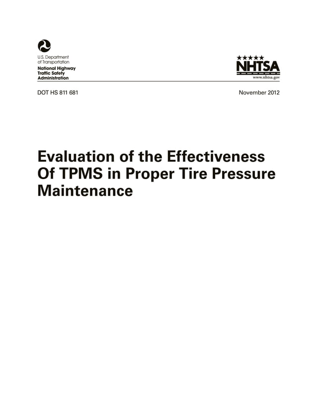 Evaluation of the Effectiveness of TPMS in Proper Tire Pressure ...
