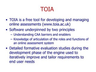 Toia Addison Evaluation of the TOIA project | PPT
