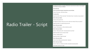 Radio Trailer - Script
 