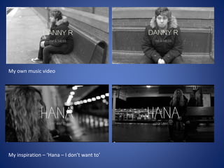 My own music video
My inspiration – ‘Hana – I don’t want to’
 