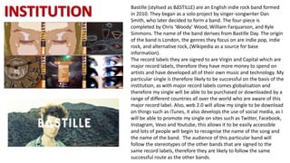Bastille (stylised as BΔSTILLE) are an English indie rock band formed
in 2010. They began as a solo project by singer-song...