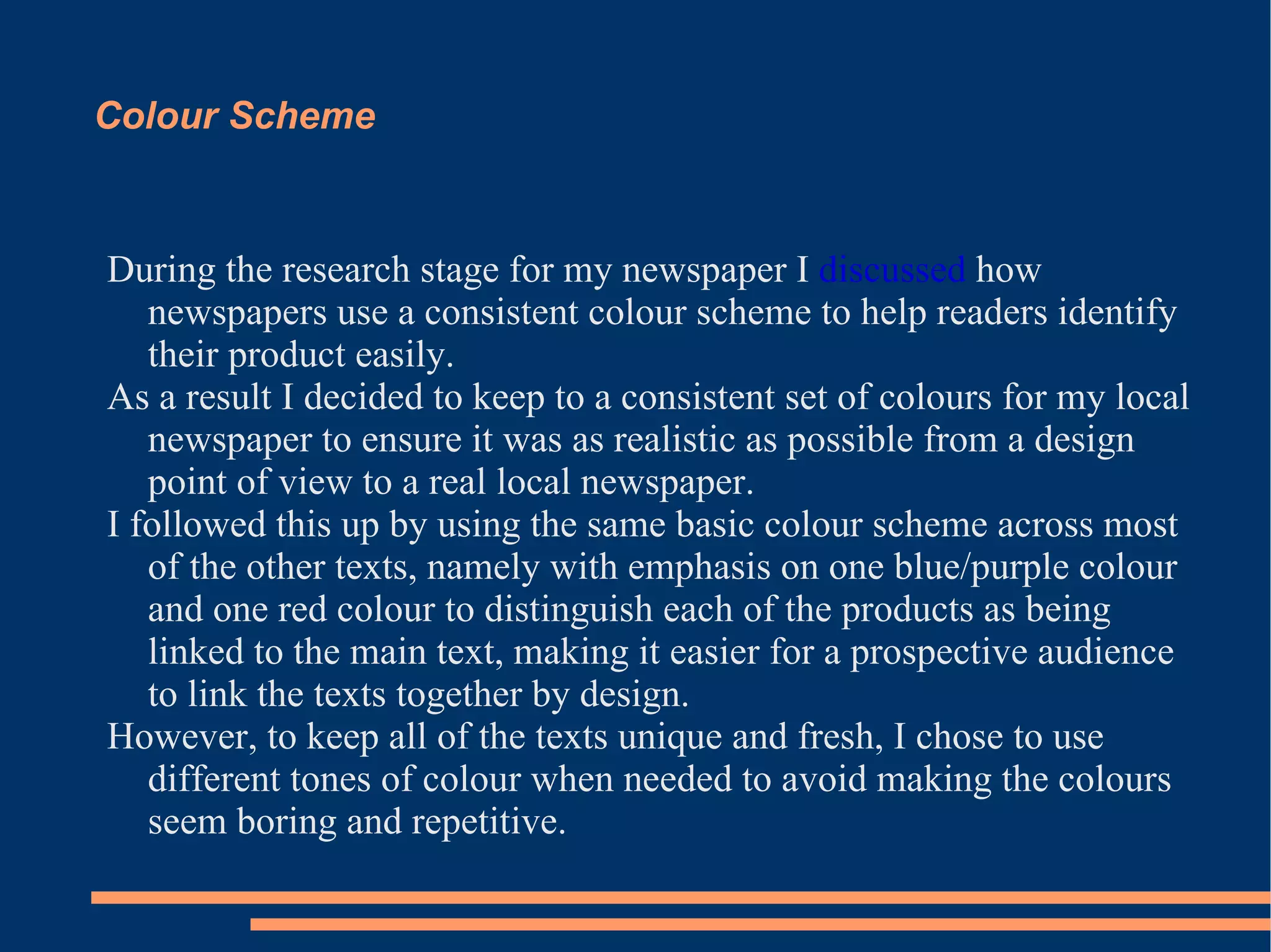 Obviously throughout each of the texts the branding of the texts had to remain the same to build up a sense of brand awareness for the newspaper, so the masthead and logo I created for the local newspaper was used across all three of the texts.  