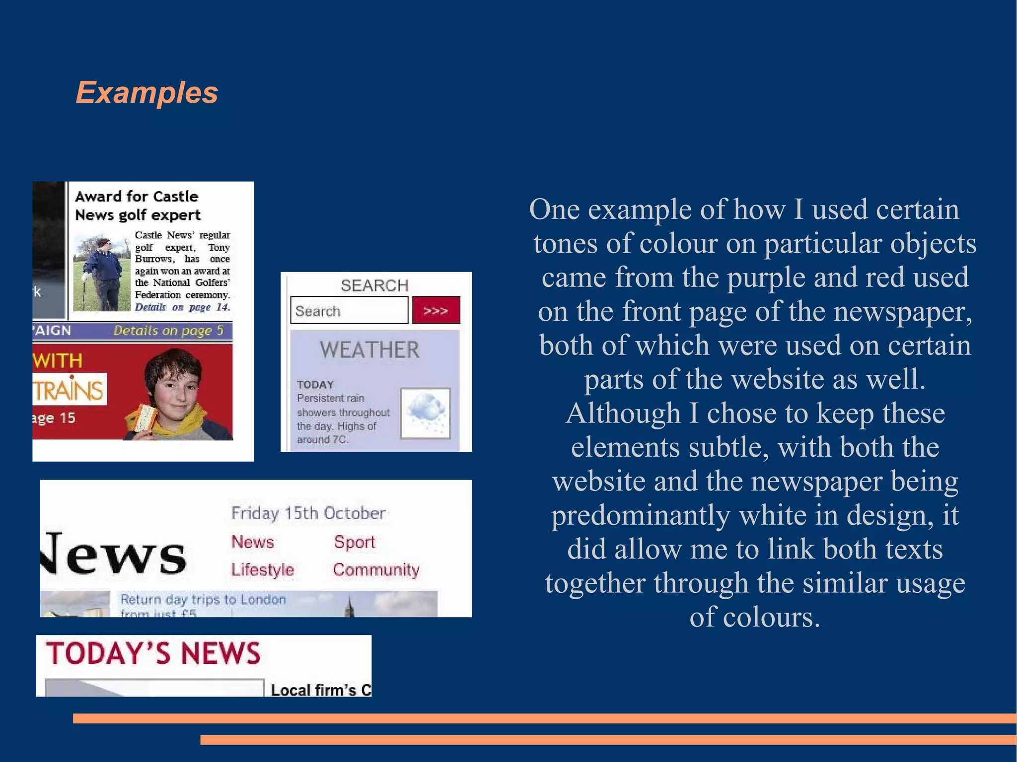 Alongside this there were a number of other elements used across the texts that were kept consistent, in order to help with identification and to provide a sense of continuity over each of the texts. These included... 