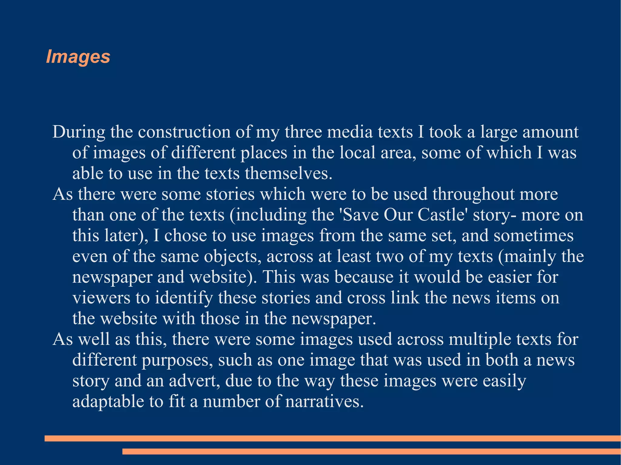 As a result I decided to keep to a consistent set of colours for my local newspaper to ensure it was as realistic as possible from a design point of view to a real local newspaper. 