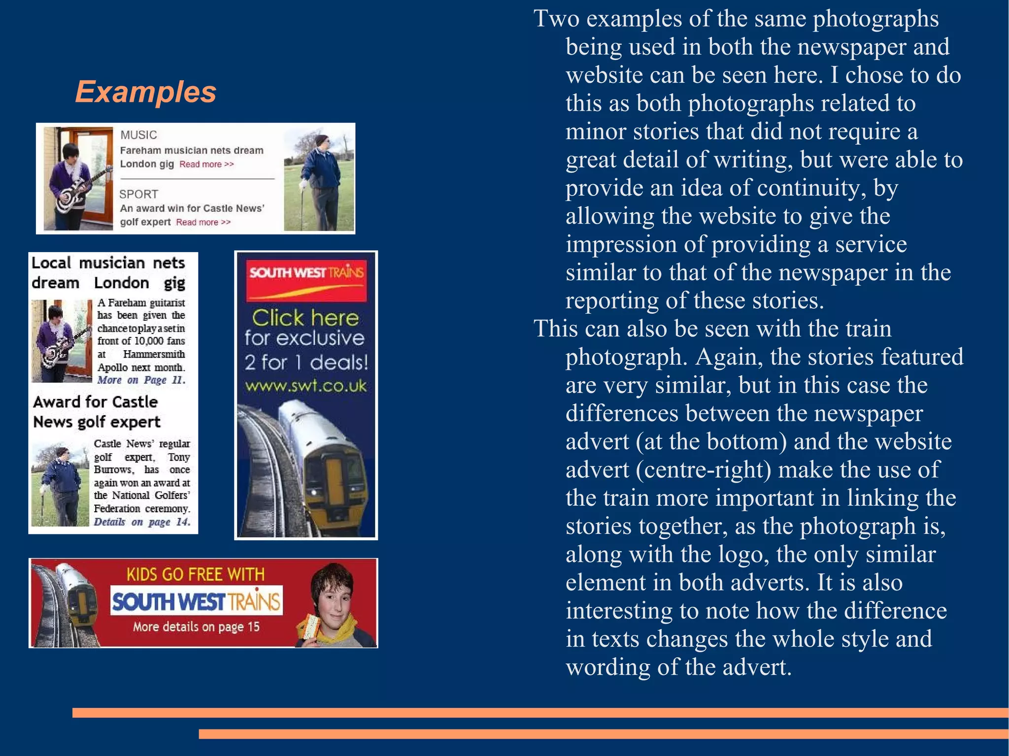 I followed this up by using the same basic colour scheme across most of the other texts, namely with emphasis on one blue/purple colour and one red colour to distinguish each of the products as being linked to the main text, making it easier for a prospective audience to link the texts together by design. 