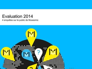#museomixleman #museomix
Evaluation 2014
4 enquêtes sur le public de Museomix
 
