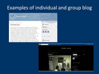 Examples of individual and group blog 