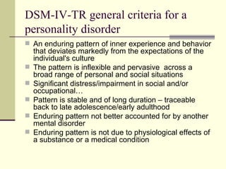 Evaluation And Treatment Of Patients With Personality Disorders | PPT