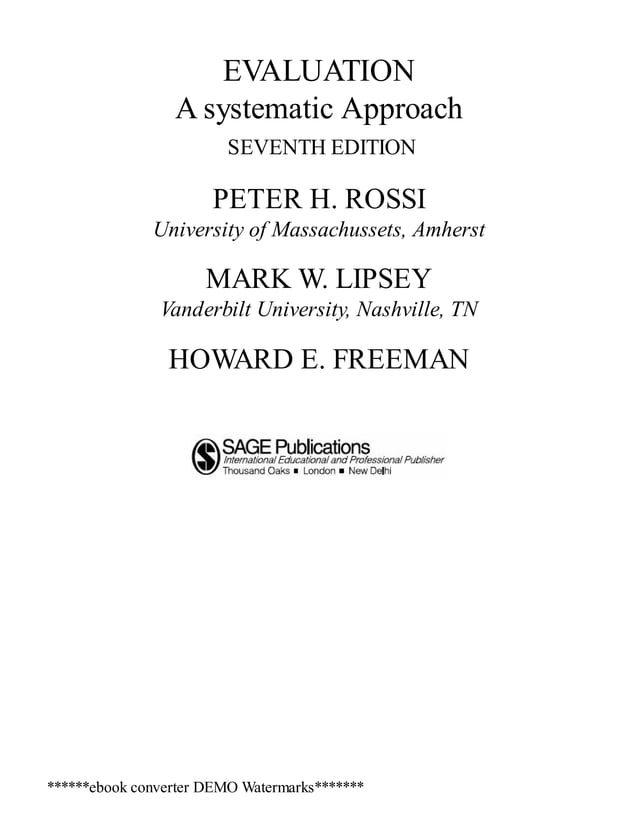 Evaluation a systematic approachRossiLipseyFreeman PDF Desktop