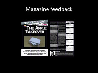 Magazine feedback
 