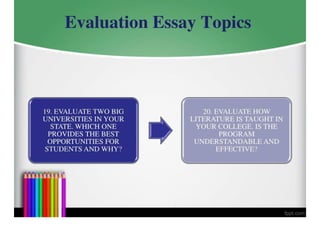 Evaluation Essay Topics