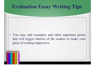 Evaluation Essay Topics
