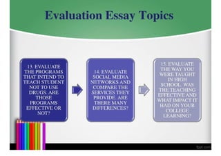 Evaluation Essay Topics