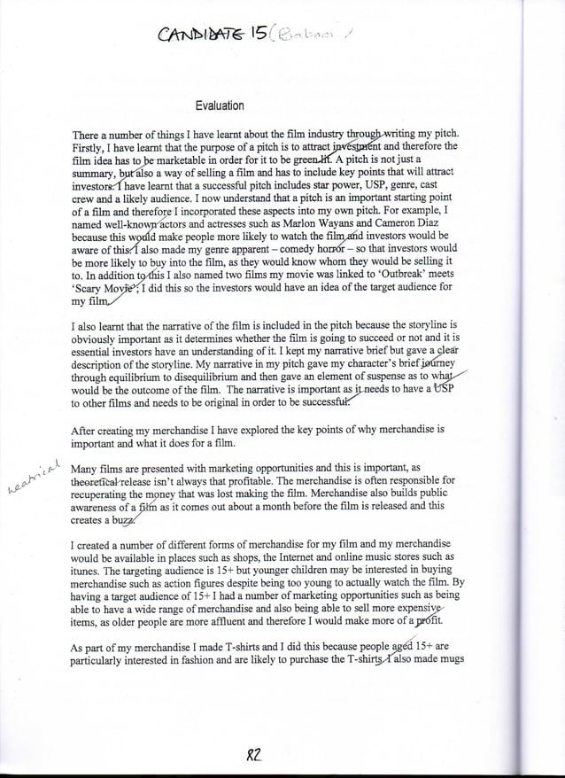 GCSE Film Studies Evaluation examples