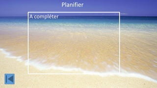 Planifier
A compléter
3