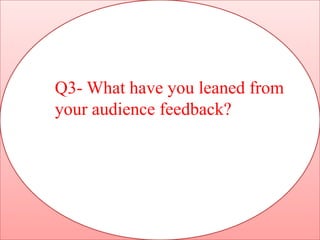 Q3- What have you leaned from
your audience feedback?
 