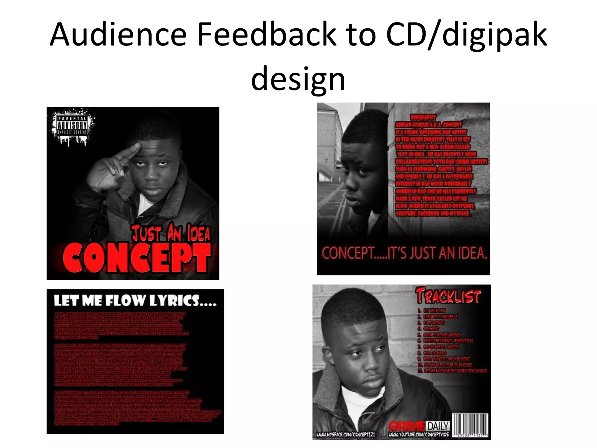 Audience Feedback to CD/digipak design 