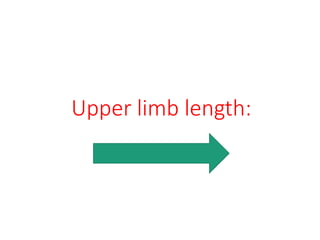 Upper limb length:
 