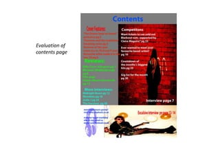 Evaluation of contents page 