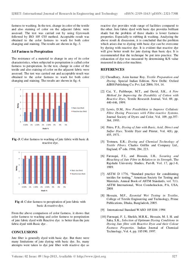 Evaluation of effective jute dyeing process with basic dye and reacti…
