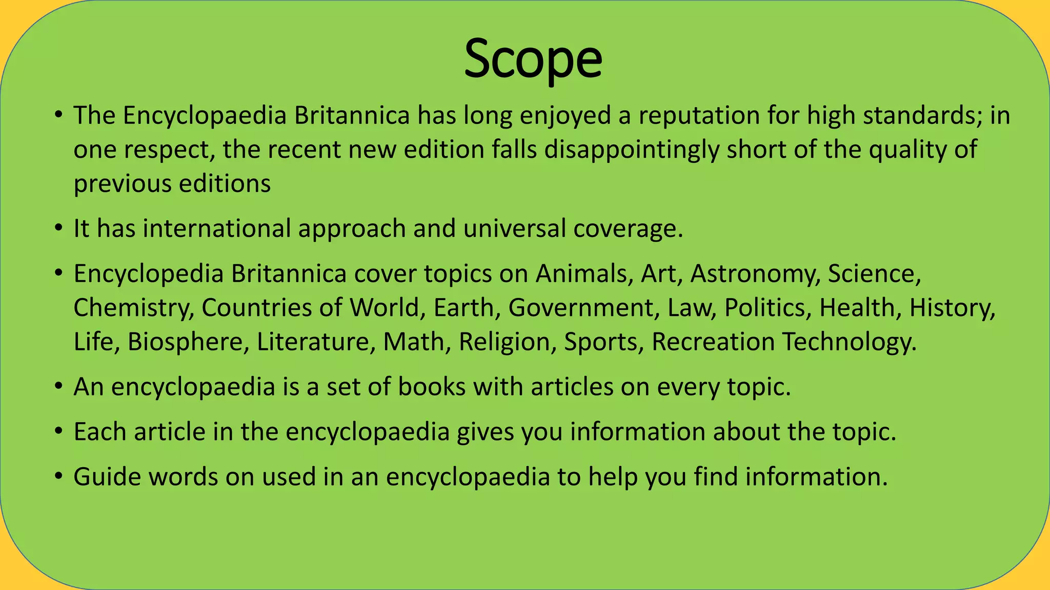 Evaluation of encyclopaedia of britannica | PPTX