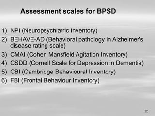 Csdd Scale Evaluation of the geriatric patients with behavioural dysfunction | PPT