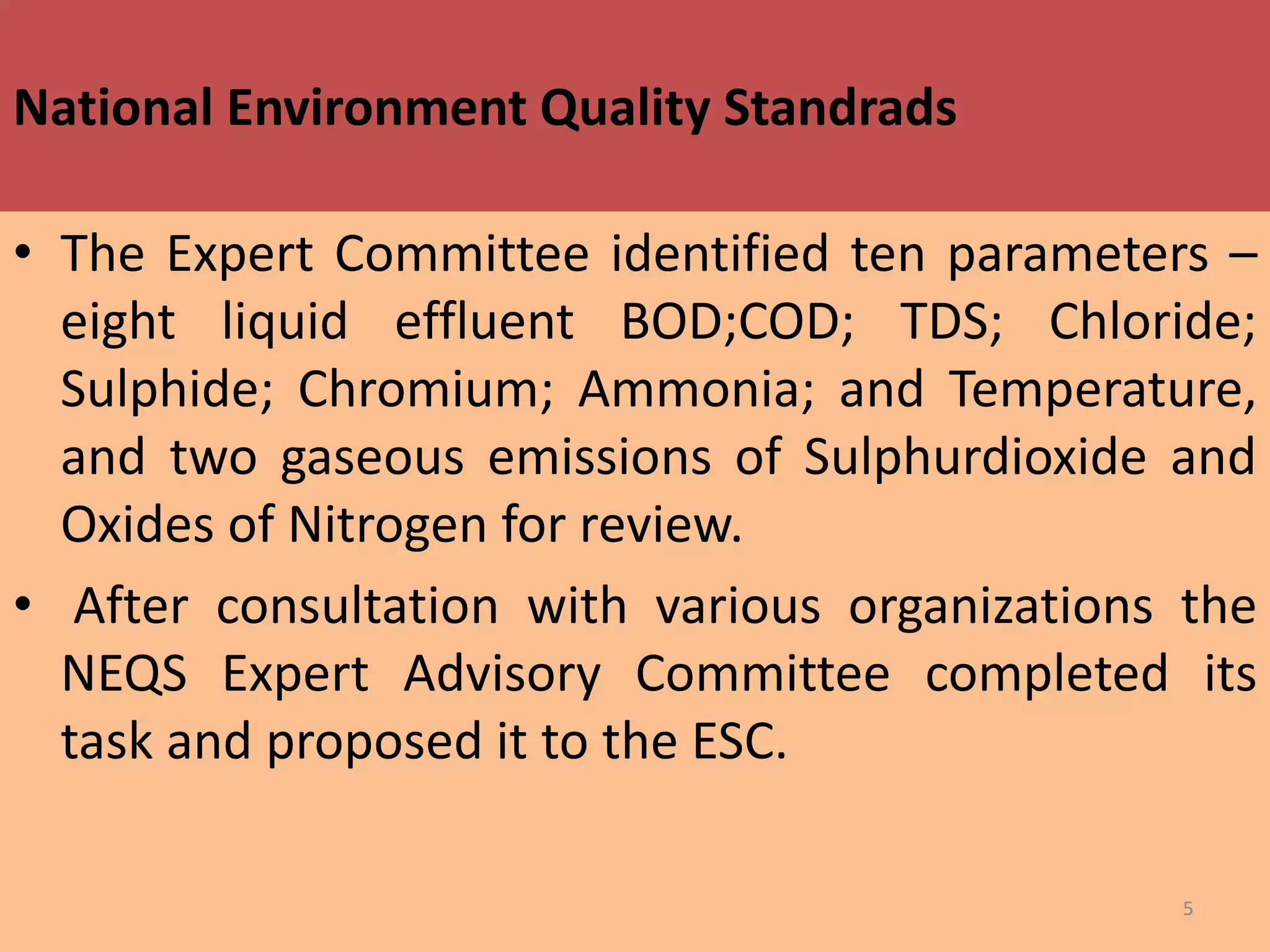 Nequ Program Evaluation of neqs regarding air, water and noise pollution of various ...