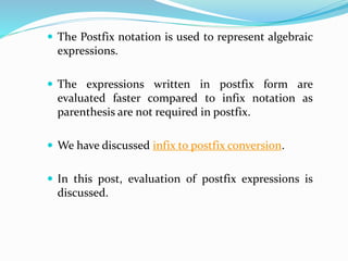 Evaluation of prefix expression with example | PPTX