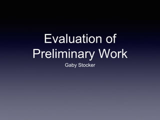 Evaluation of
Preliminary Work
Gaby Stocker
 