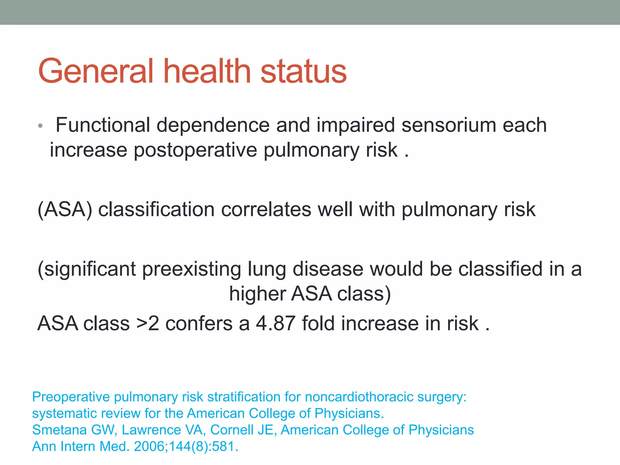 Evaluation of preoperative pulmonary risk | PPTX