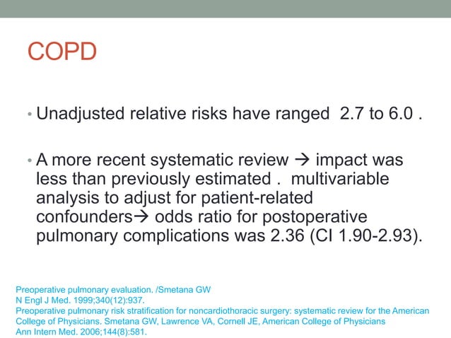 Evaluation of preoperative pulmonary risk | PPTX | Smoking Cessation ...