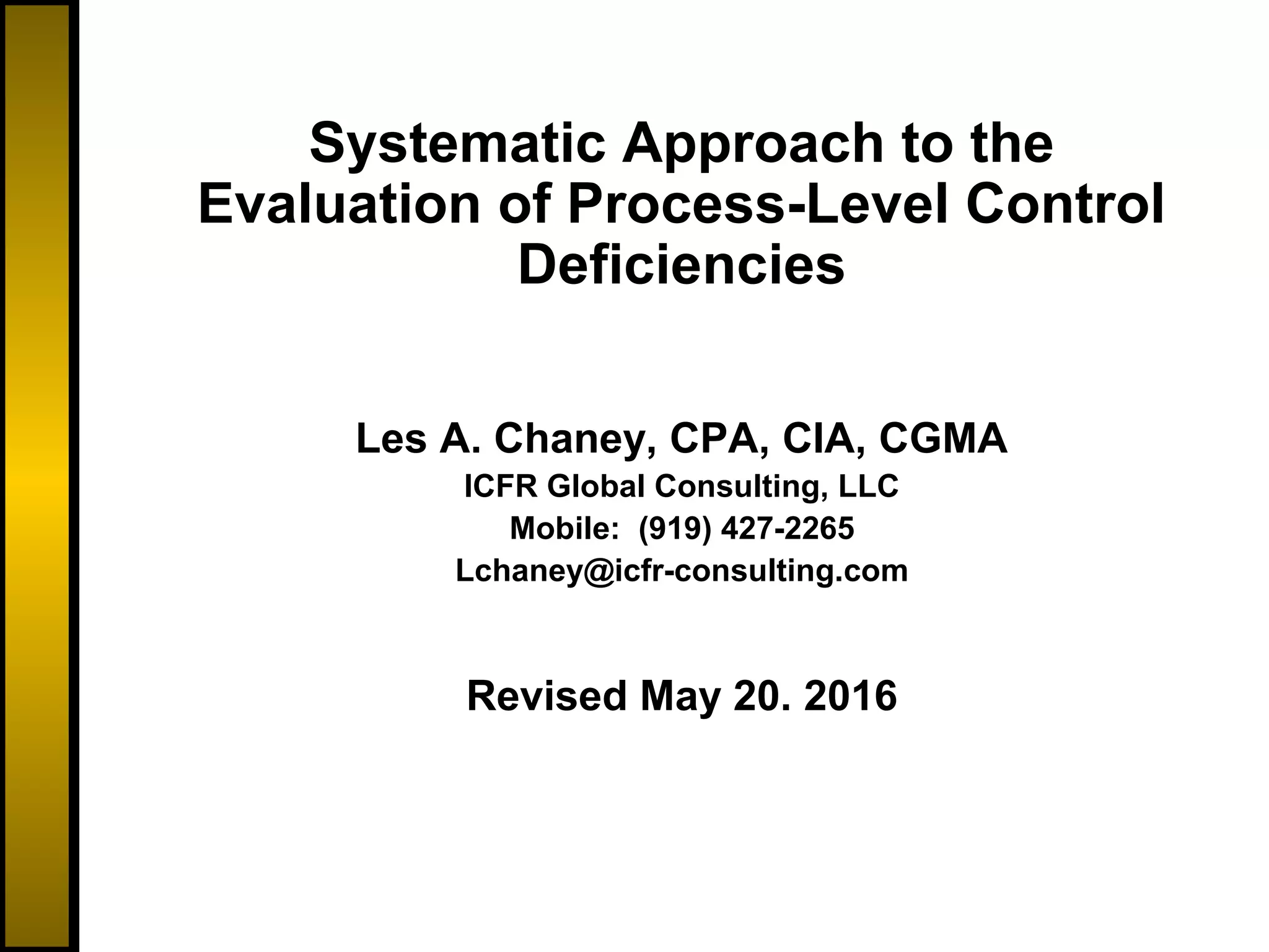 Evaluation of process level control deficiencies 5 20-2016 | PPT