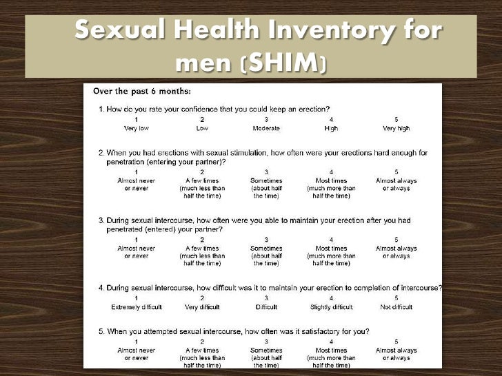Evaluation of sexual function after prostatectomy SHIM score