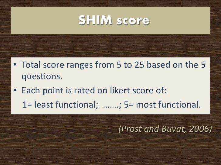 Evaluation of sexual function after prostatectomy SHIM score