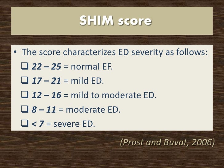 Evaluation of sexual function after prostatectomy SHIM score
