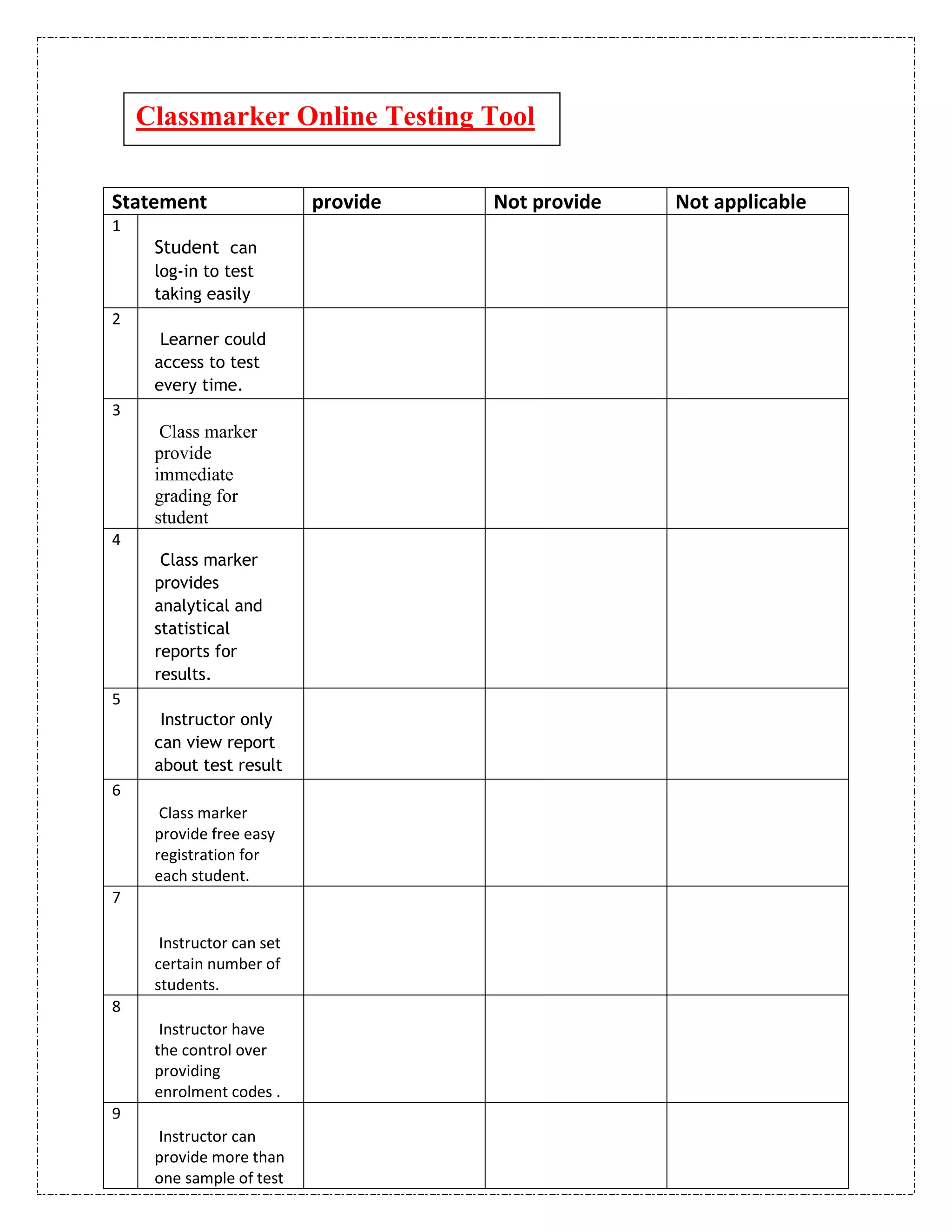 Evaluation on line learning