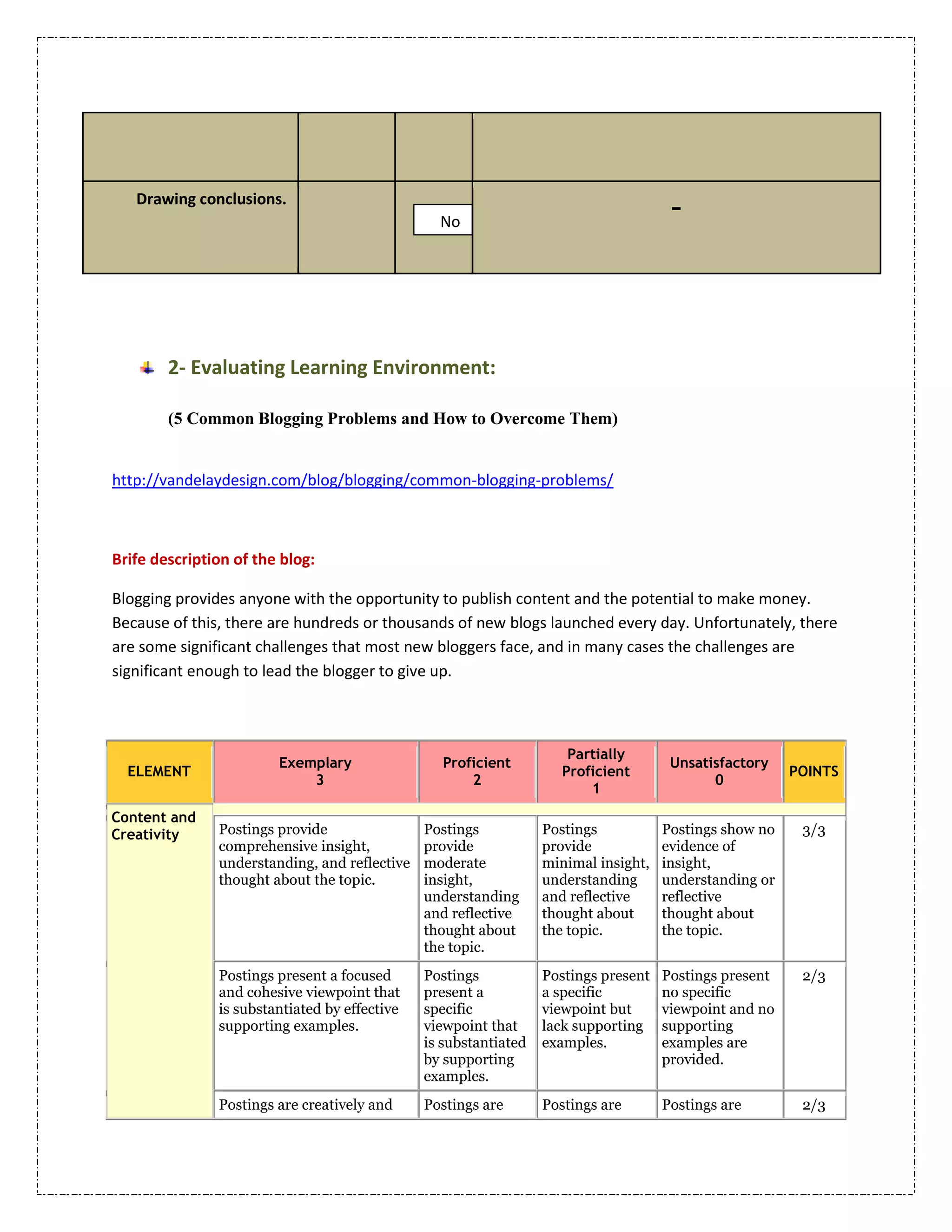 Evaluation on line learning