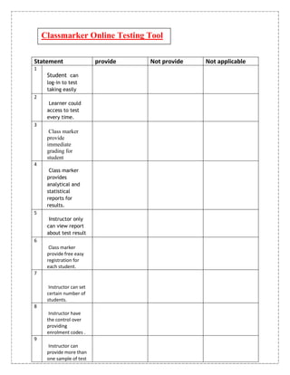 Evaluation on line learning