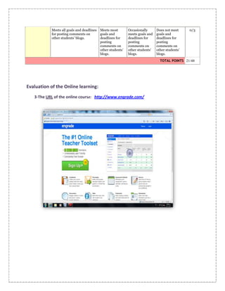 Evaluation on line learning