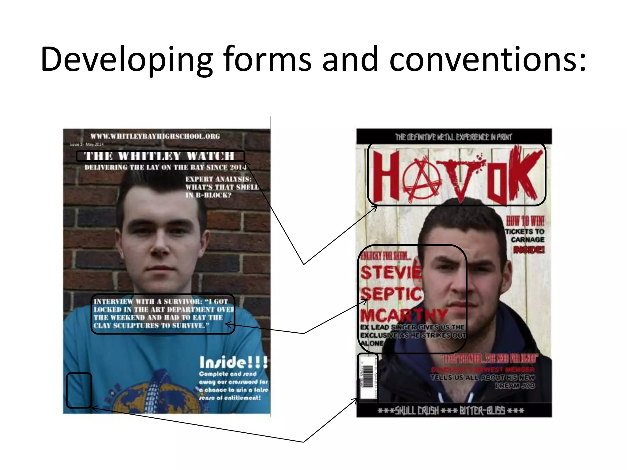 Developing forms and conventions:
 