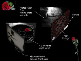 Photos taken from filming shots and stillsBarcodeTrack listingsCD on inside right panelAlbum and band name on front panel