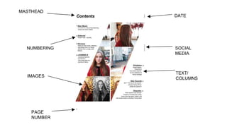 MASTHEAD
NUMBERING
IMAGES
PAGE
NUMBER
DATE
SOCIAL
MEDIA
TEXT/
COLUMNS
 