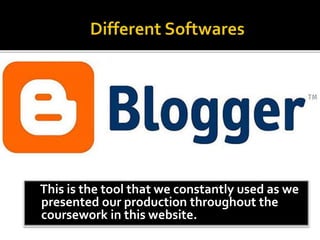 This is the tool that we constantly used as we
presented our production throughout the
coursework in this website.
 
