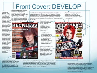 Front Cover: DEVELOP
I took the idea of adding bands related to articles inside the
magazine in a banner along the top of ...