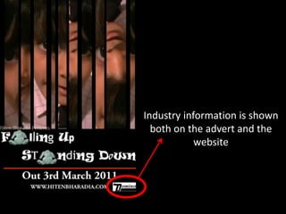 Industry information is shown both on the advert and the website