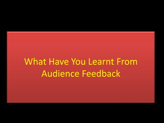 What Have You Learnt From Audience Feedback 