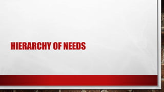 HIERARCHY OF NEEDS
 