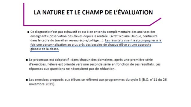 Evaluations 6eme